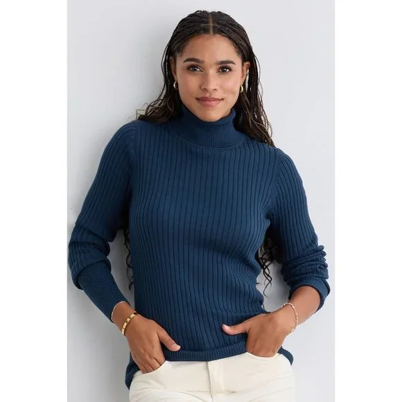 Women’s Organic Cotton Ribbed Turtleneck Sweater Small Fair Trade